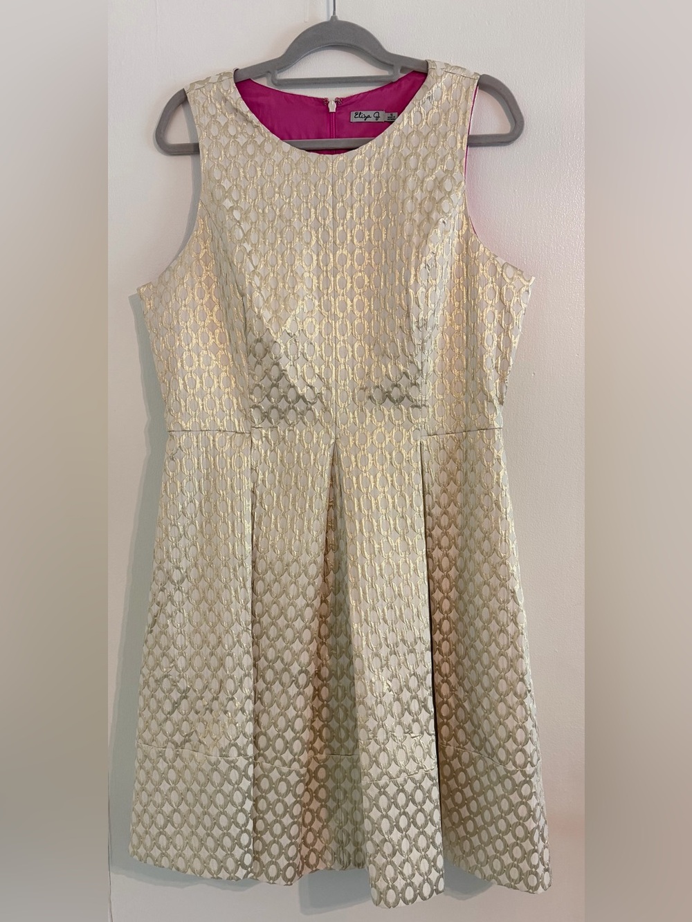 Eliza J Metallic Gold Fit & Flare Dress Size 16 – Never Worn